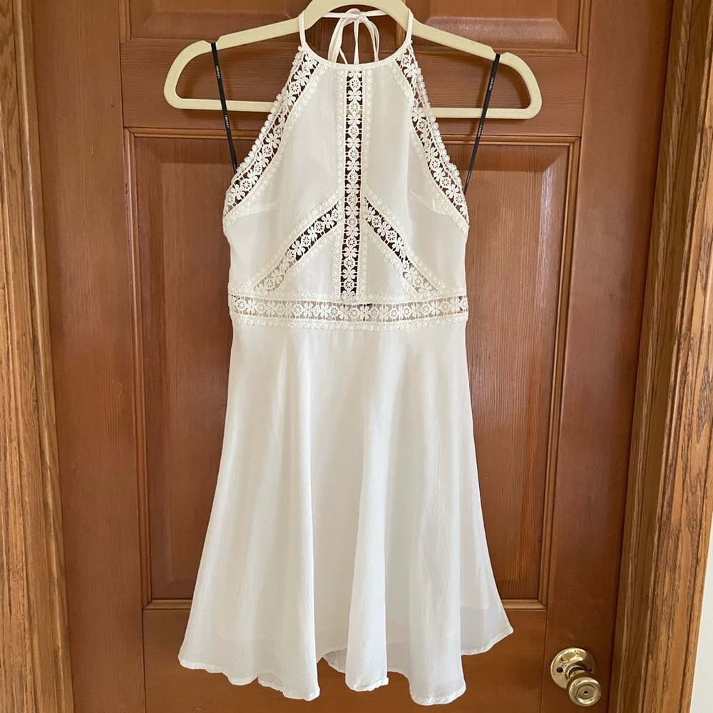 White lace halter top mini